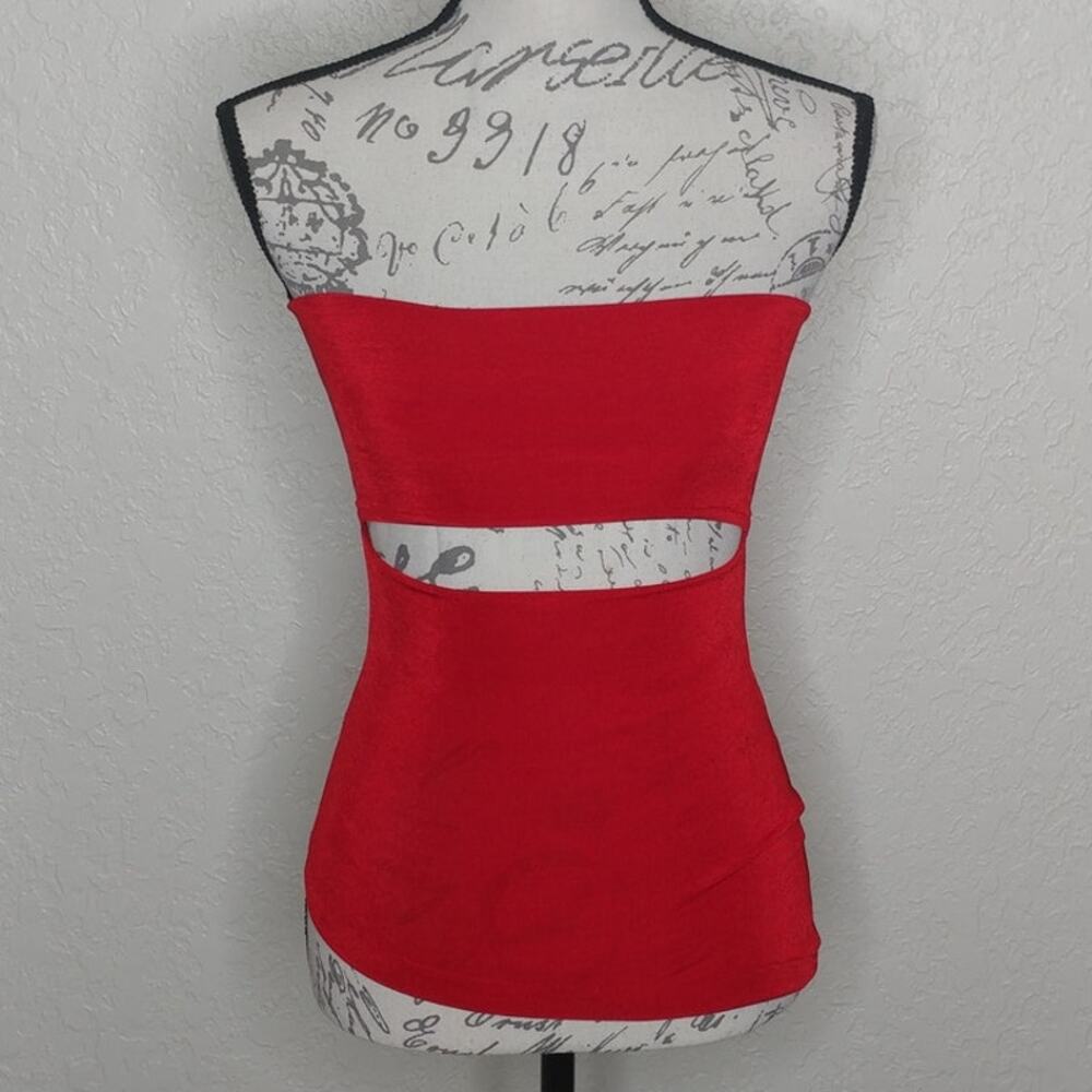 Lama Jouni Strapless Red Top with Cutouts